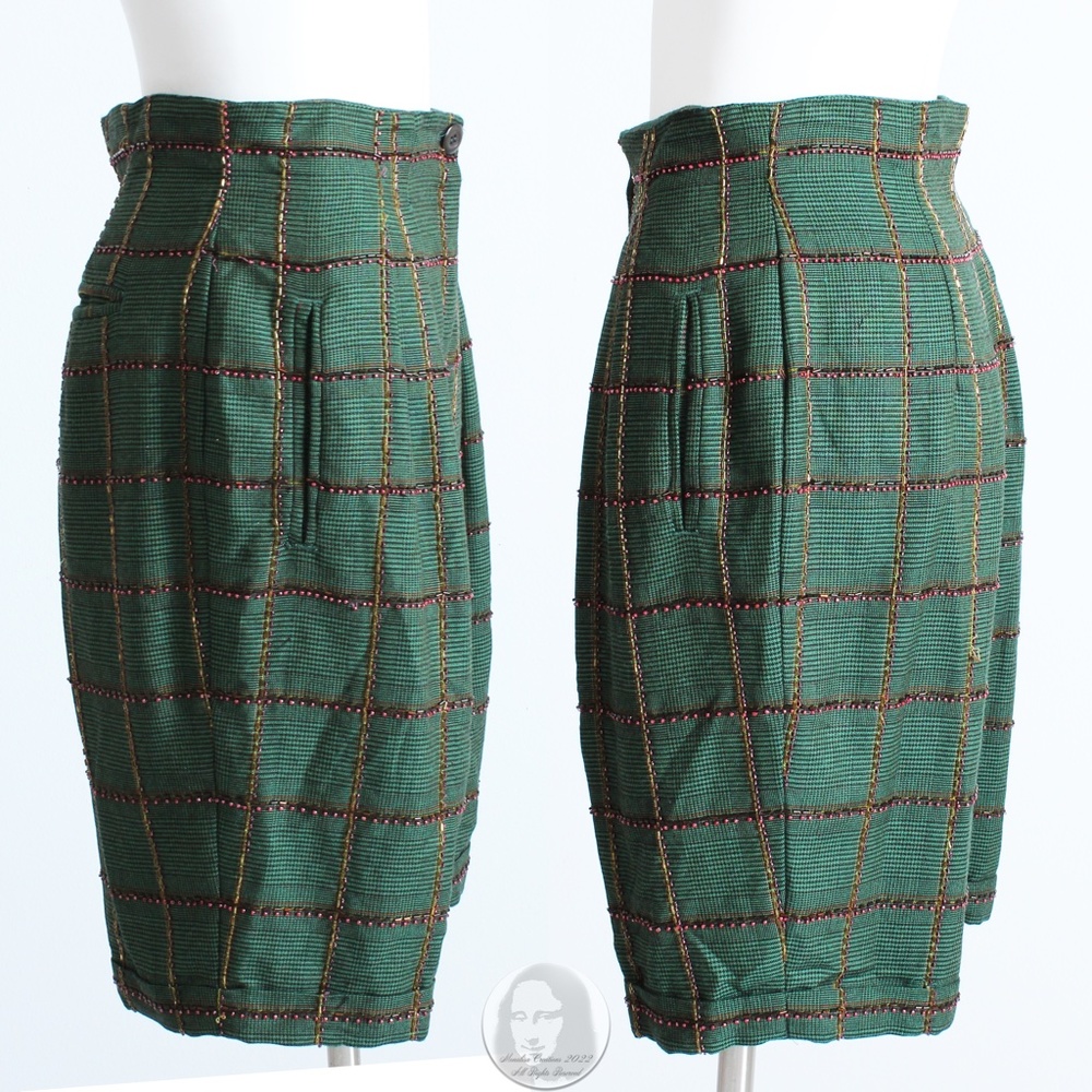 Shorts Preppy Plaid Beaded by Randolph Duke for Martha Palm Beach Vintage 80s - Picture 5 of 8